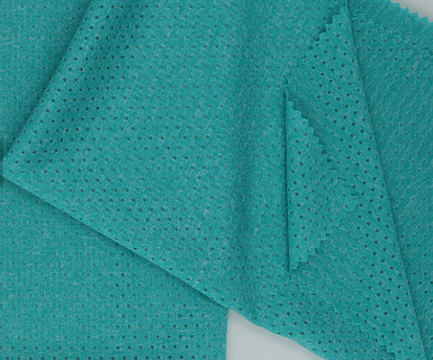Heather Green Cationic Jacquard Jersey Knit Fabric Soft With Butterfly Holes